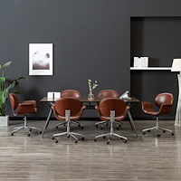 vidaXL Snurrbara matstolar 6 st brun konstläder