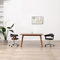 vidaXL Snurrbara matstolar 2 st svart böjträ och konstläder