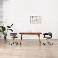 vidaXL Snurrbara matstolar 2 st grå böjträ och tyg