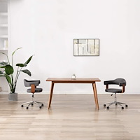 vidaXL Snurrbara matstolar 2 st grå böjträ och tyg