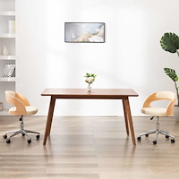 vidaXL Snurrbara matstolar 2 st gräddvit böjträ och konstläder