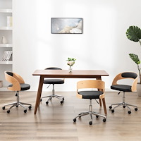 vidaXL Snurrbara matstolar 4 st svart böjträ och konstläder