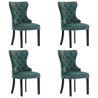 vidaXL Matstolar 4 st mörkgrön sammet