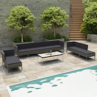 vidaXL Loungegrupp för trädgården 10 delar m. dynor konstrotting grå