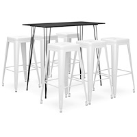 vidaXL Bargrupp 7 delar svart och vit