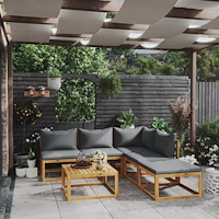 vidaXL Loungegrupp med dynor 6 delar massivt akaciaträ