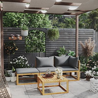 vidaXL Loungegrupp med dynor 4 delar massivt akaciaträ