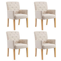 vidaXL Matstolar med armstöd 4 st beige tyg
