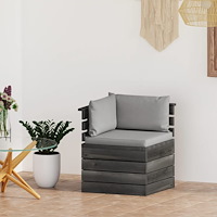 vidaXL Hörnsektion med dynor till pallsoffa furu