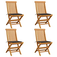 vidaXL Trädgårdsstolar med taupe dynor 4 st massiv teak