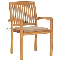 vidaXL Trädgårdsstolar med beige dynor 2 st massiv teak
