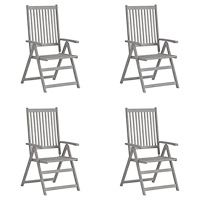 vidaXL Justerbara trädgårdsstolar 4 st grå massivt akaciaträ