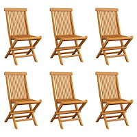 vidaXL Hopfällbara trädgårdsstolar 6 st massiv teak