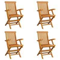 vidaXL Hopfällbara trädgårdsstolar 4 st massiv teak