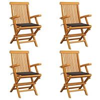 vidaXL Trädgårdsstolar med taupe dynor 4 st massiv teak