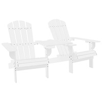 vidaXL Adirondackstolar med bord massivt granträ vit
