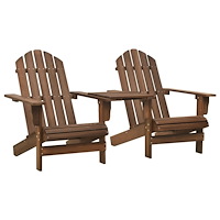 vidaXL Adirondackstolar med bord massivt granträ brun