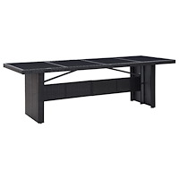vidaXL Trädgårdsbord svart 240x90x74 cm konstrotting och glas