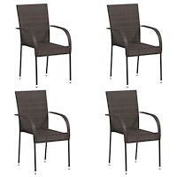 vidaXL Stapelbara trädgårdsstolar 4 st konstrotting brun