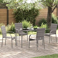 vidaXL Stapelbara trädgårdsstolar 4 st grå konstrotting