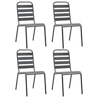 vidaXL Utestolar 4 st ribbad design stål mörkgrå