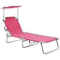vidaXL Hopfällbar solsäng med tak stål magenta