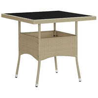 vidaXL Trädgårdsbord beige konstrotting och glas