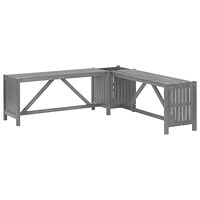 vidaXL Hörnbänk med odlingslåda 117 cm massivt akaciaträ grå