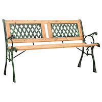 vidaXL Trädgårdsbänk 122 cm gjutjärn och massivt granträ