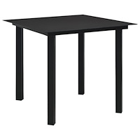 vidaXL Trädgårdsbord svart 80x80x74 cm stål och glas