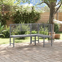 vidaXL Hörnbänk grå 140 cm massivt akaciaträ