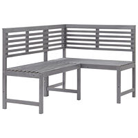 vidaXL Hörnbänk grå 140 cm massivt akaciaträ