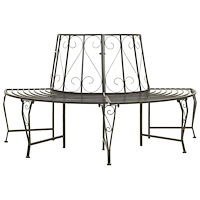vidaXL Trädbänk halvrund 160 cm stål