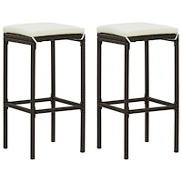 vidaXL Barstolar med dynor 2 st brun konstrotting