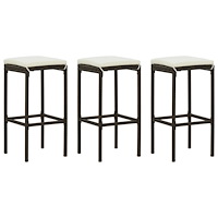 vidaXL Barstolar med dynor 3 st brun konstrotting