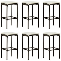 vidaXL Barstolar med dynor 6 st brun konstrotting