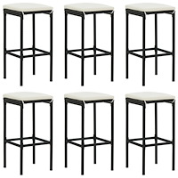 vidaXL Barstolar med dynor 6 st svart konstrotting