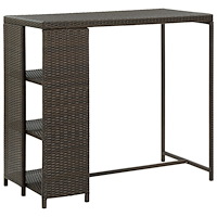 vidaXL Barbord med förvaringshyllor brun 120x60x110 cm konstrotting