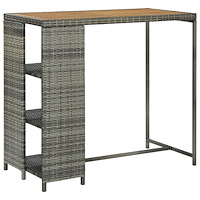 vidaXL Barbord med förvaringshyllor grå 120x60x110 cm konstrotting