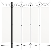 vidaXL Rumsavdelare 5 paneler vit 200x180 cm