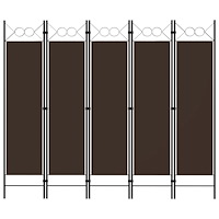 vidaXL Rumsavdelare 5 paneler brun 200x180 cm