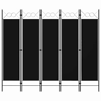 vidaXL Rumsavdelare 5 paneler svart 200x180 cm