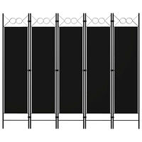 vidaXL Rumsavdelare 5 paneler svart 200x180 cm