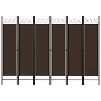 vidaXL Rumsavdelare 6 paneler brun 240x180 cm