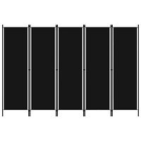 vidaXL Rumsavdelare 5 paneler svart 250x180 cm