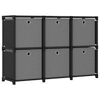 vidaXL Hylla med 6 kuber med lådor svart 103x30x72,5 cm tyg