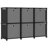 vidaXL Hylla med 6 kuber med lådor svart 103x30x72,5 cm tyg