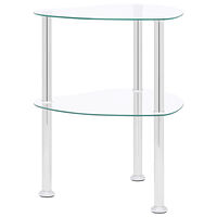 vidaXL Sidobord med 2 hyllplan genomskinligt 38x38x50 cm härdat glas
