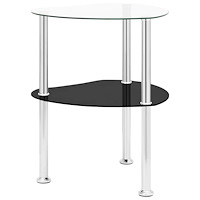 vidaXL Sidobord med 2 hyllor transparent/svart 38x38x50 cm härdat glas
