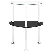 vidaXL Sidobord med 2 hyllor transparent/svart 38x38x50 cm härdat glas